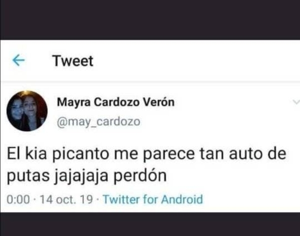 HOY / La chica que tuiteó: "El Kia  Picanto me parece tan auto de  putas", feliz de ser trending topic