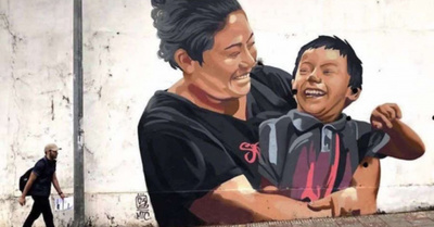 Mural inclusivo con voluntarios de Teletón