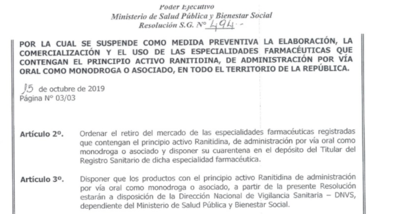 Ordenan retiro de 'ranitidina' por contener sustancia impura