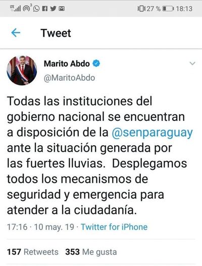 Mario Abdo ordena que instituciones del Estado colaboren con la SEN