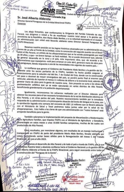 Dirigencia colorada apoyan gestión de Alderete en Itaipu