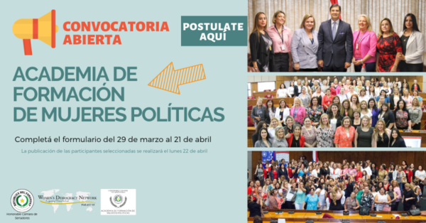 Convocan a postularse a la Academia de Formación para Mujeres Políticas