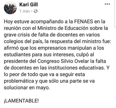 Falta de docentes es culpa de trato apu'a acusa Petta