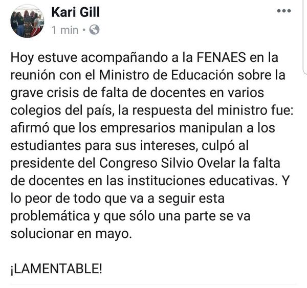 Falta de docentes es culpa de trato apu'a acusa Petta