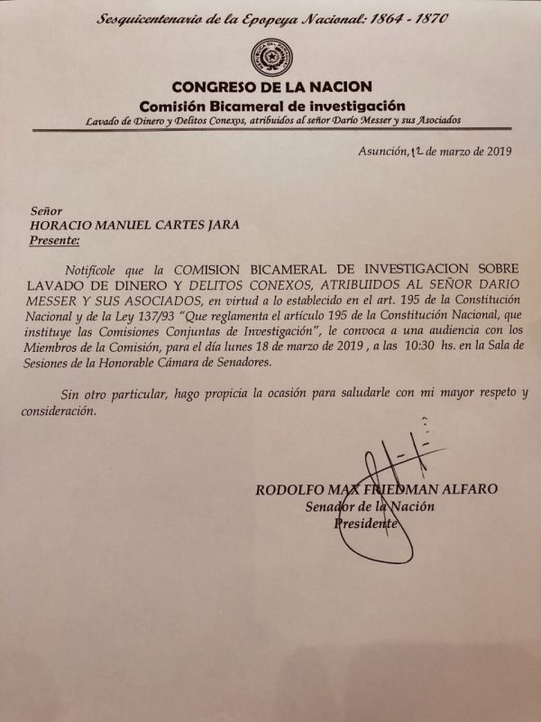 Oficializan convocatoria a ex presidente
