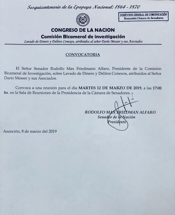 Pendiente nueva convocatoria a Cartes