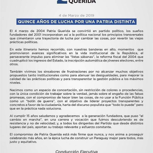 Patria Querida celebra aniversario