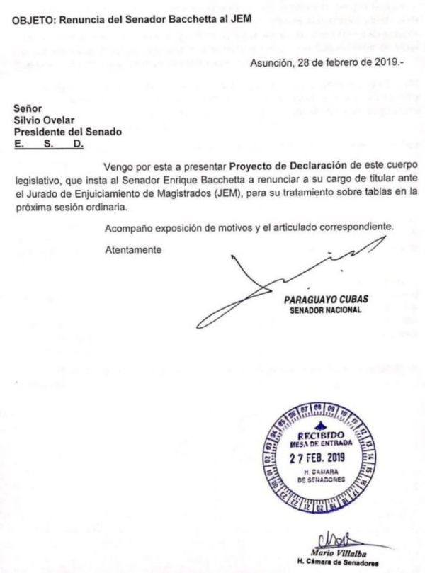 Instarán a Bacchetta a renunciar a presidencia del JEM