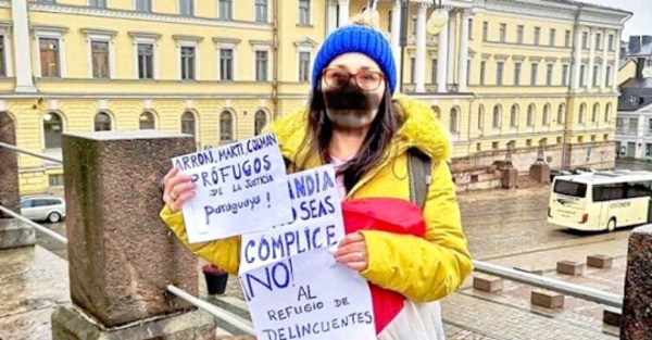 Paraguaya protestó en Finlandia contra “refugiados”