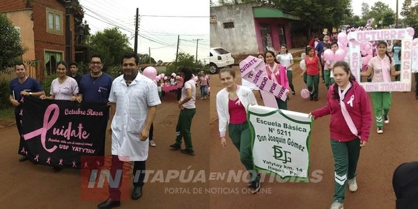 REALIZAN CAMINATA PARA CONCIENCIAR SOBRE EL CÁNCER DE MAMA EN YATYTAY