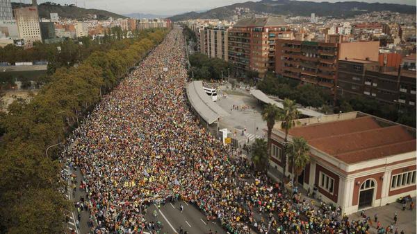 Disturbios tras manifestación en Cataluña
