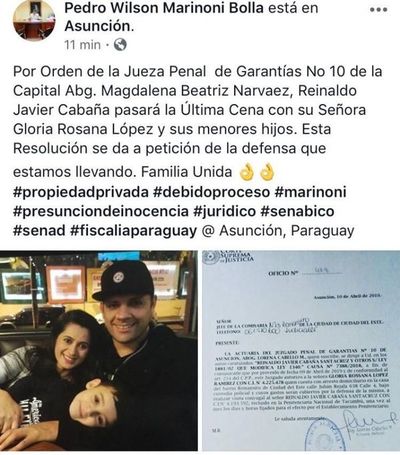 Cucho pasará la última cena con su familia