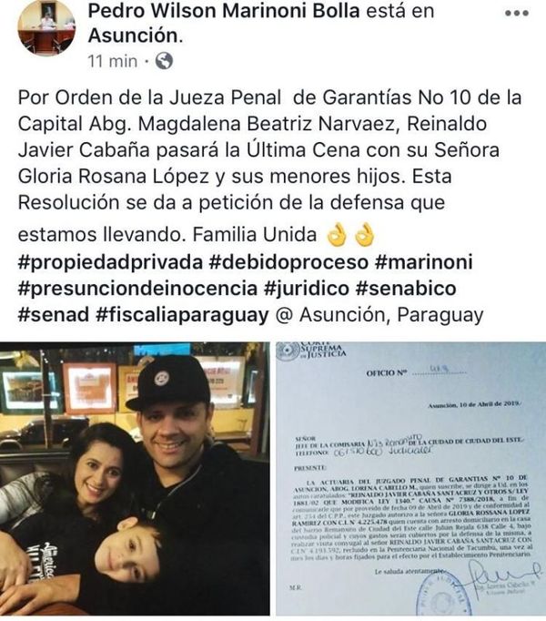 Cucho pasará la última cena con su familia
