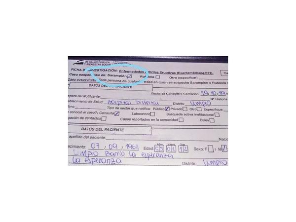 Sarampión: Registran otro caso sospechoso en hospital de Limpio