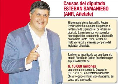 Diputados cajonean el pedido de desafuero de  Samaniego - Política - ABC Color