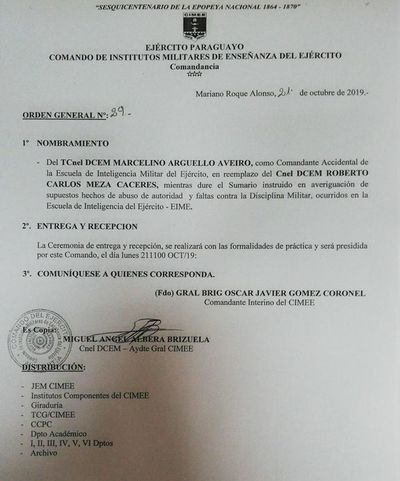 Sumarian al director de Escuela de Inteligencia Militar del Ejército - Nacionales - ABC Color