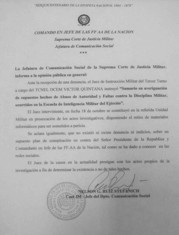 Justifican allanamiento en escuela militar por supuestas actividades ilícitas - Nacionales - ABC Color