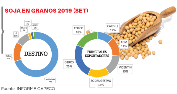 Se exportaron 900 mil toneladas menos de soja