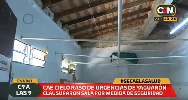 Cae cielo raso de hospital público en Yaguarón