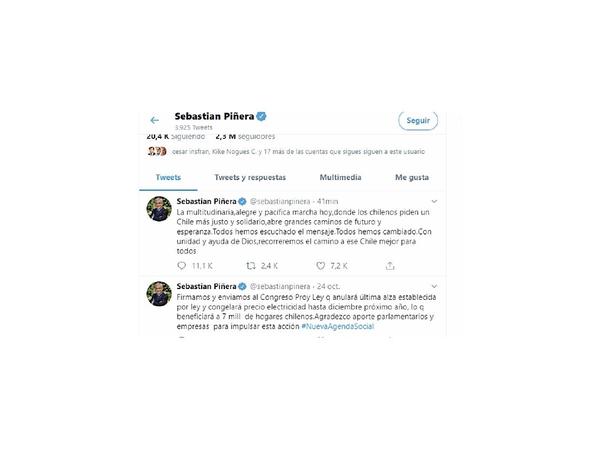 Piñera tras la marcha: “Todos hemos escuchado el mensaje”