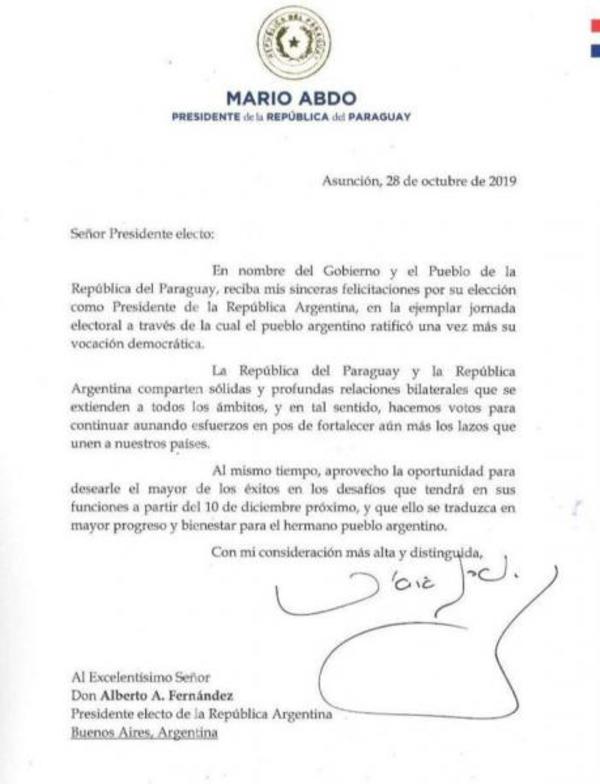 Jefe de Estado felicitó al electo presidente de la Argentina - .::RADIO NACIONAL::.