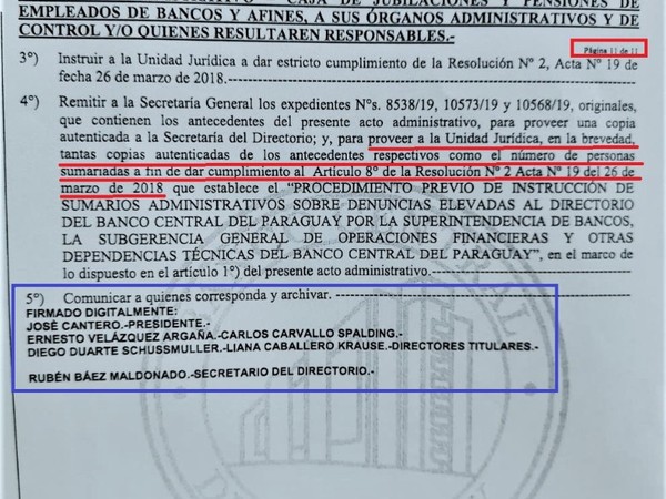 BCP instruye Sumario Administrativo a la Caja bancaria y sus administradores por supuestas irregularidades denunciadas por la Superintendencia de Bancos
