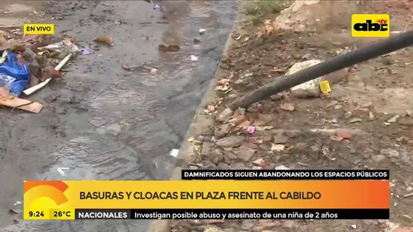 Basuras y cloacas en plaza frente al Cabildo - ABC Noticias - ABC Color