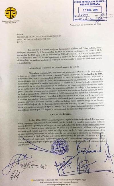 Según Colegio de Abogados, anunciada huelga de funcionarios judiciales es extorsiva - ADN Paraguayo