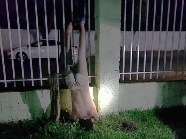 Ladrón quedó colgado de una reja | Canindeyú, Salto del Guairá