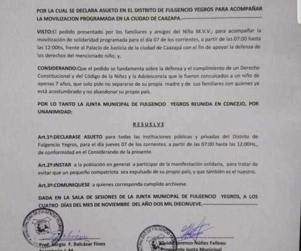 Docentes del distrito de Fulgencio Yegros rechazan determinación de la Junta Municipal
