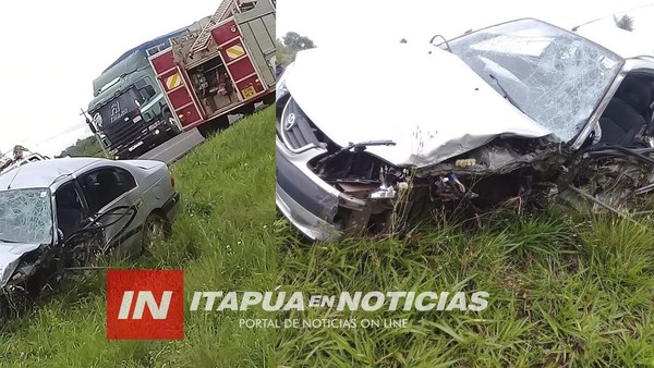 DOS LESIONADOS TRAS COLISIÓN SOBRE LA RUTA 1 EN CURUÑAI