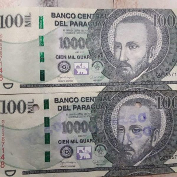 Circulan billetes falsos de G. 100 mil y G. 50 mil, advierten
