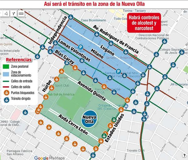 Calles y avenidas bloqueadas desde hoy por la final de la Sudamericana - Locales - ABC Color