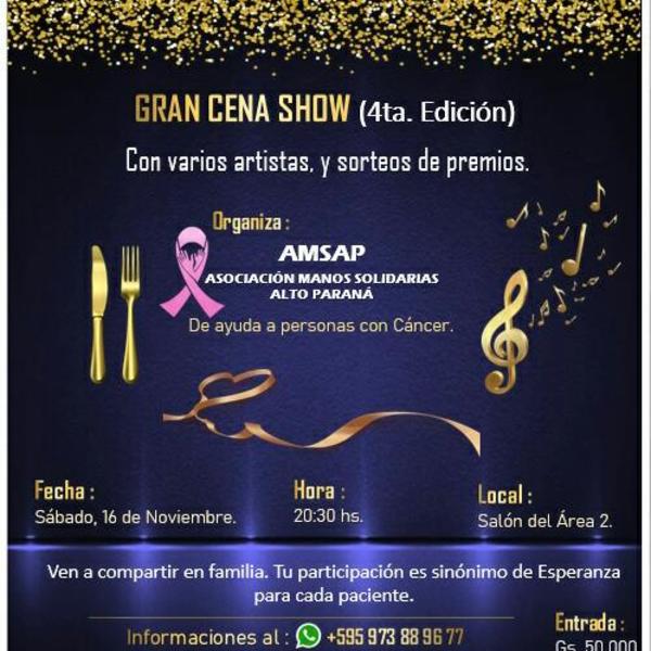 Organizan cena show solidario a favor de pacientes con cáncer