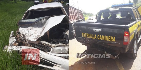 CNEL. BOGADO: ACCIDENTE INVOLUCRA A MÓVIL DE LA PATRULLA CAMINERA