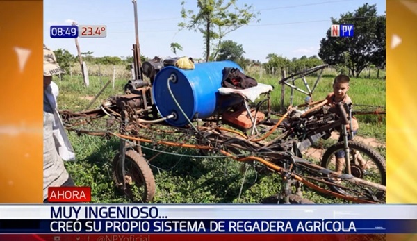 Agricultor crea su propia pulverizadora y ofrece su servicio a bajo costo