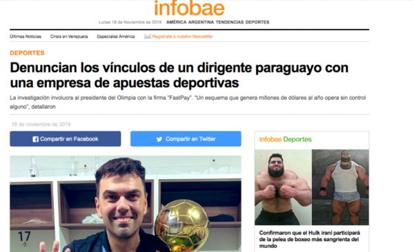 HOY / Prensa argentina se hace eso de la investigación contra Trovato