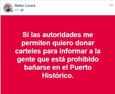 Ante desgracia, ofrecen carteles de «Prohibido bañarse» para informar a la ciudadanía