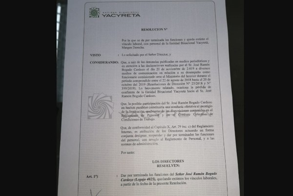 Yacyretá destituye a José Bogado, funcionario comisionado ante el Ministerio del Interior - Digital Misiones