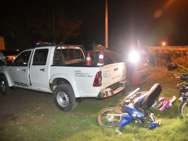 Patrullera chocó a motociclista