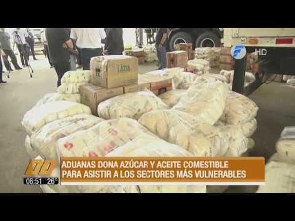Aduanas dona azúcar y aceite comestible decomisado