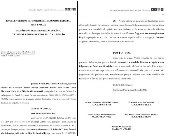 Hábeas corpus para revocar orden de detención contra HC fue presentada ante tribunal del Brasil - ADN Paraguayo