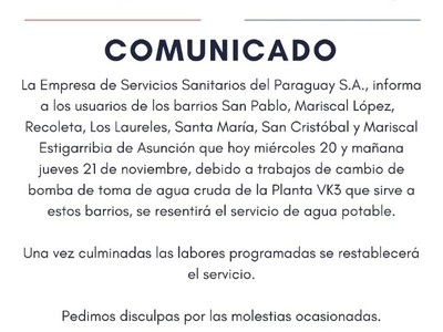 ESSAP trabaja en reposición de servicio en 7 barrios de Asunción