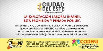 Menores de 14 años no pueden realizar labores dentro de la feria permanente de CDE