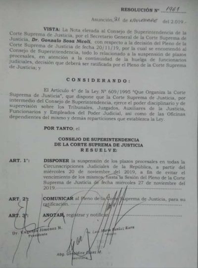 Suspenden plazos procesales ante la huelga de funcionarios