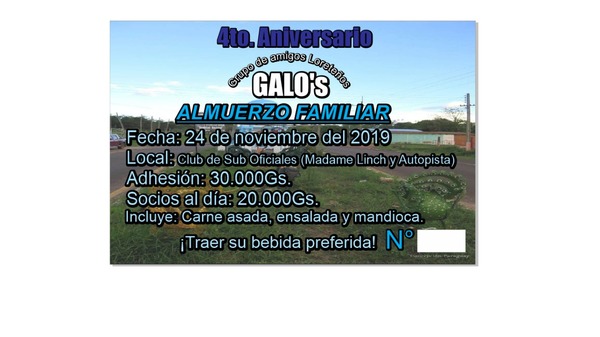 Galo´s festeja su 4to. aniversario