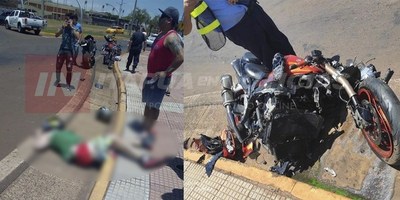 MOTOCICLISTA EN ESTADO GRAVE TRAS ACCIDENTE EN LA COSTANERA REPÚBLICA DEL PARAGUAY