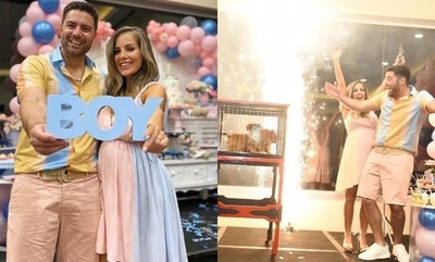 Maga Paez con una fiesta de revelación, anunció que tendrá un hijo varón