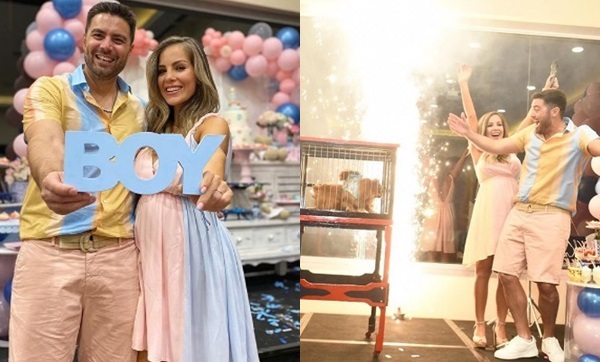 Maga Paez con una fiesta de revelación, anunció que tendrá un hijo varón