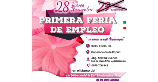 FERIA DE EMPLEO “CON MIRADA DE MUJER, ITAPÚA EMPLEA” EN LA GOBERNACIÓN DE ITAPÚA